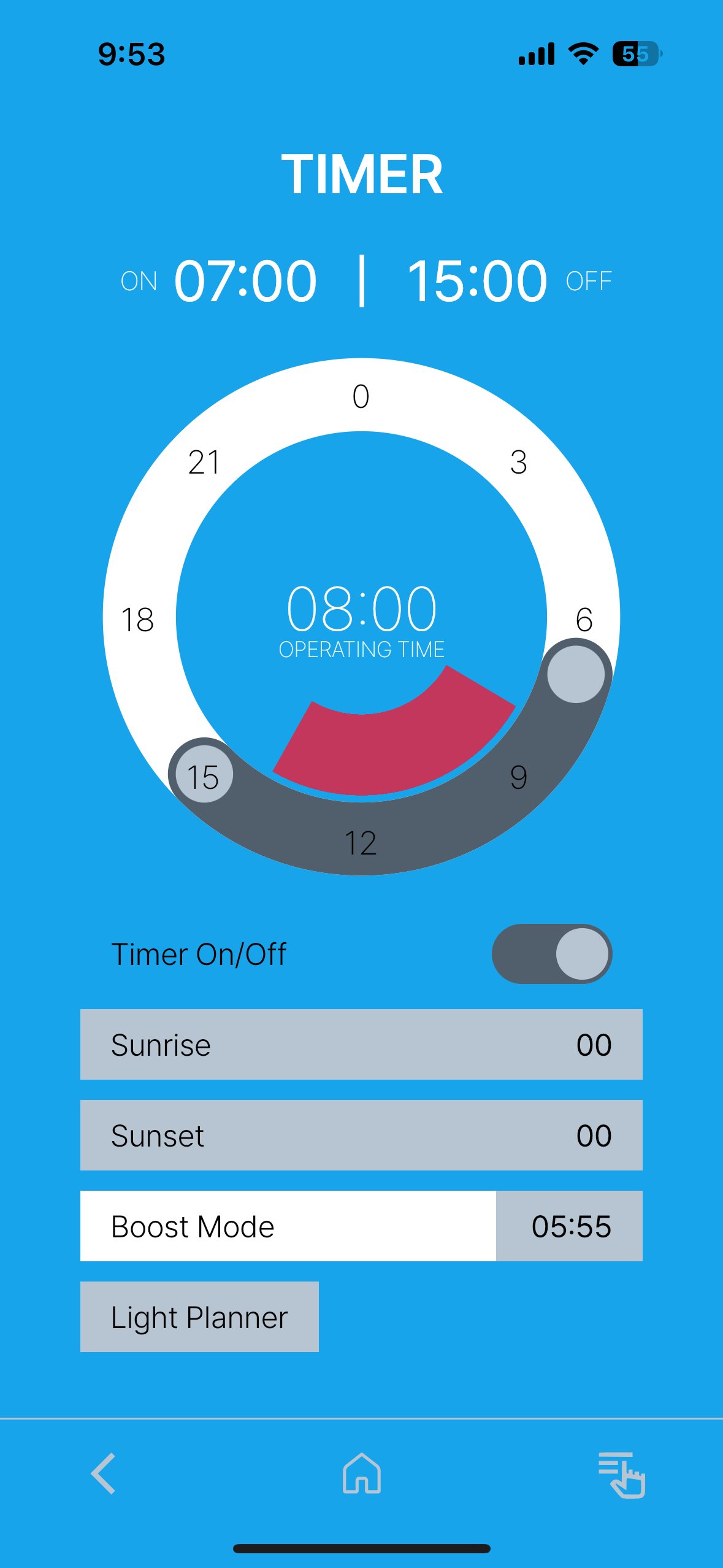 Twinstar LightControl Pro Bluetooth app – Boost Mode and timer control for WRGB aquarium LED lighting