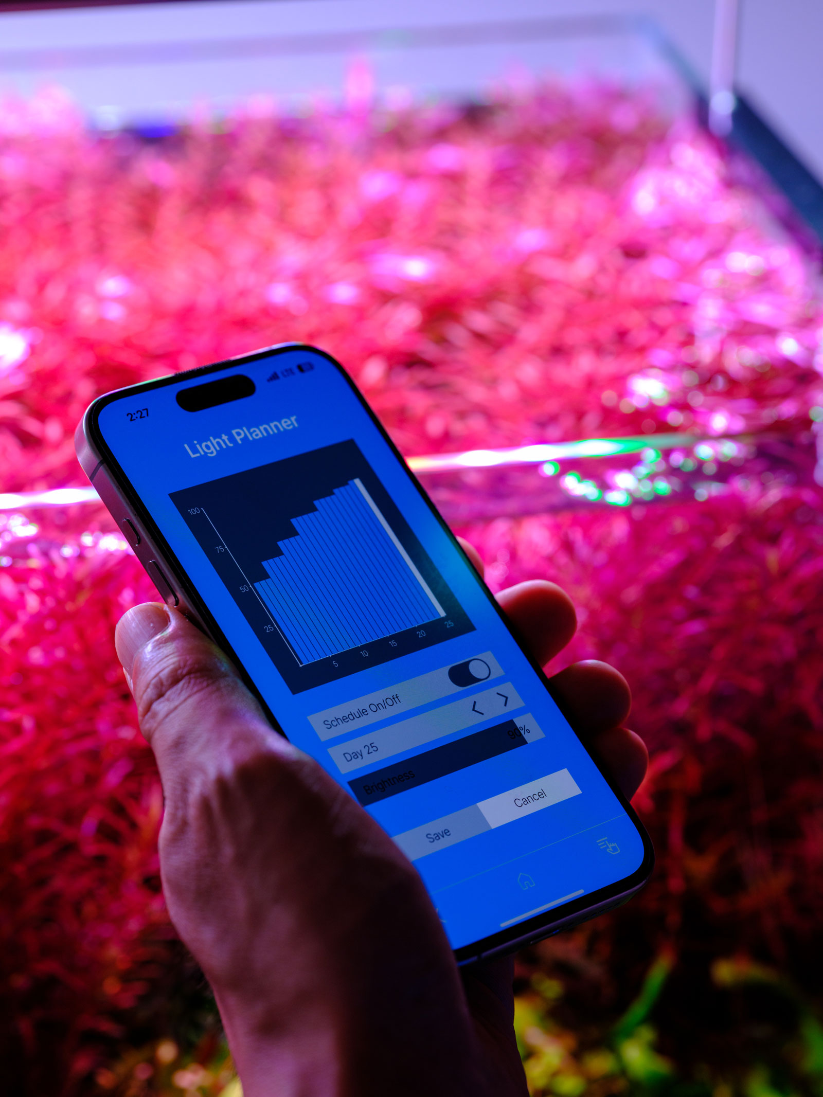 Twinstar LightPlanner app – programmable aquarium LED lighting with sunrise, sunset, and brightness control